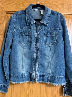 Vintage Faded Glory Zip-Up Denim Jacket Medium Wash Y2K 90s
